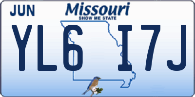 MO license plate YL6I7J