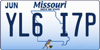 MO license plate YL6I7P