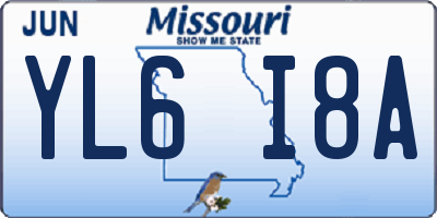 MO license plate YL6I8A