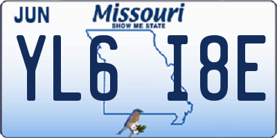 MO license plate YL6I8E