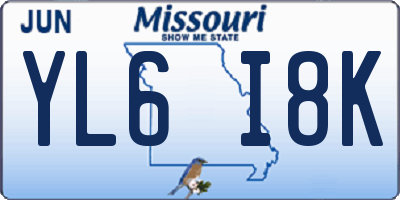 MO license plate YL6I8K