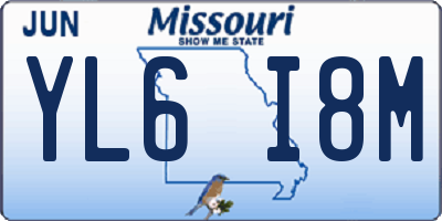 MO license plate YL6I8M