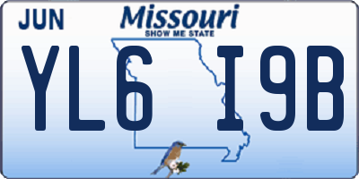 MO license plate YL6I9B