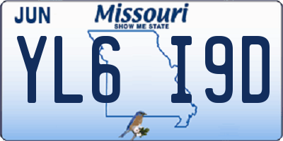 MO license plate YL6I9D