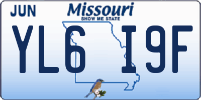 MO license plate YL6I9F