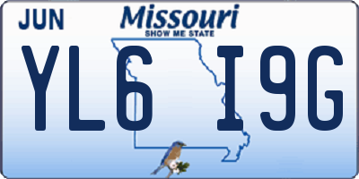 MO license plate YL6I9G