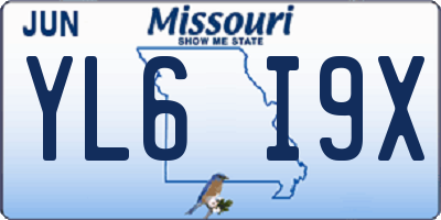 MO license plate YL6I9X