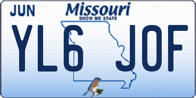 MO license plate YL6J0F