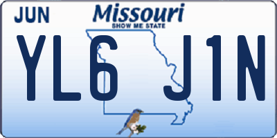 MO license plate YL6J1N