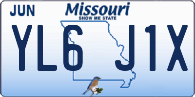 MO license plate YL6J1X