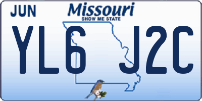 MO license plate YL6J2C