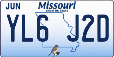 MO license plate YL6J2D