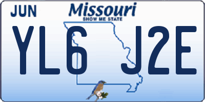 MO license plate YL6J2E