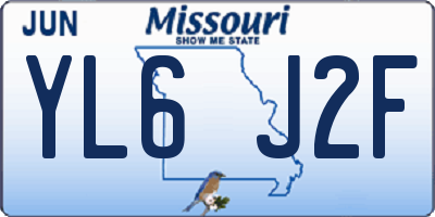 MO license plate YL6J2F