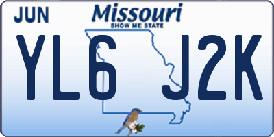 MO license plate YL6J2K