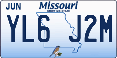 MO license plate YL6J2M