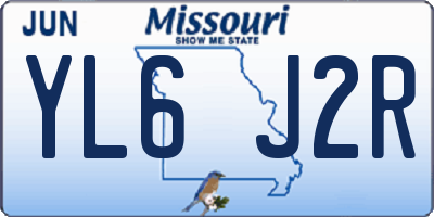 MO license plate YL6J2R