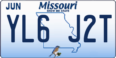 MO license plate YL6J2T