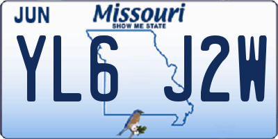 MO license plate YL6J2W