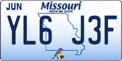MO license plate YL6J3F
