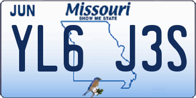 MO license plate YL6J3S
