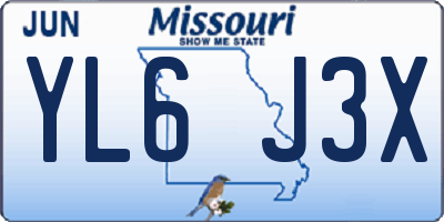 MO license plate YL6J3X
