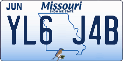 MO license plate YL6J4B