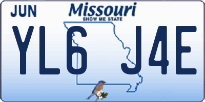MO license plate YL6J4E