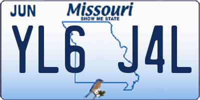 MO license plate YL6J4L