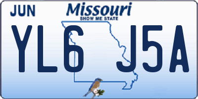 MO license plate YL6J5A