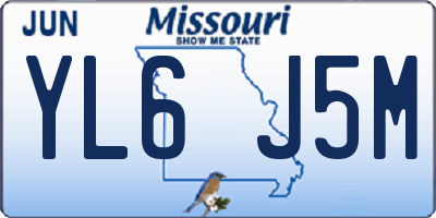 MO license plate YL6J5M