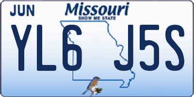 MO license plate YL6J5S