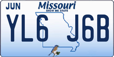 MO license plate YL6J6B
