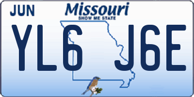 MO license plate YL6J6E