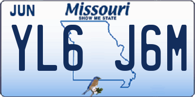 MO license plate YL6J6M