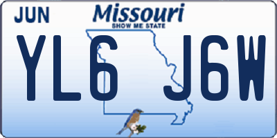 MO license plate YL6J6W