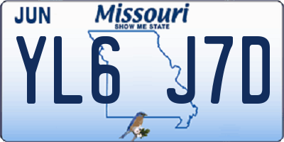 MO license plate YL6J7D