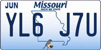 MO license plate YL6J7U