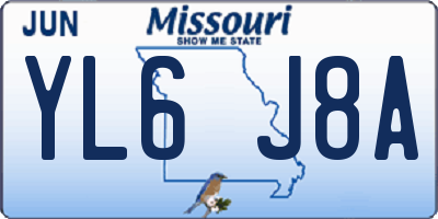 MO license plate YL6J8A