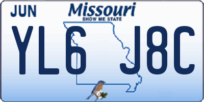 MO license plate YL6J8C