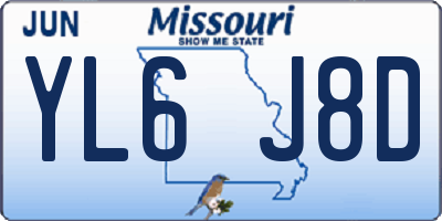 MO license plate YL6J8D