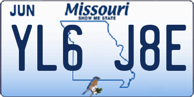 MO license plate YL6J8E
