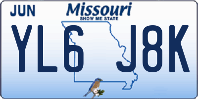 MO license plate YL6J8K
