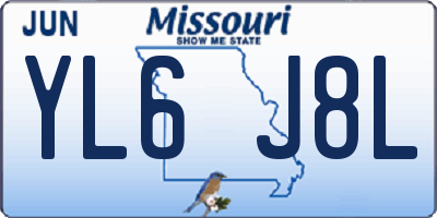 MO license plate YL6J8L