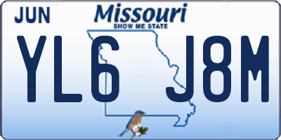 MO license plate YL6J8M