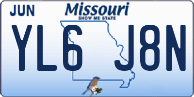 MO license plate YL6J8N