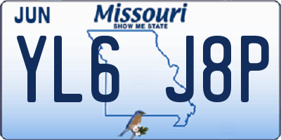 MO license plate YL6J8P
