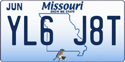 MO license plate YL6J8T