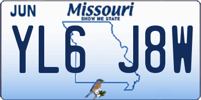 MO license plate YL6J8W