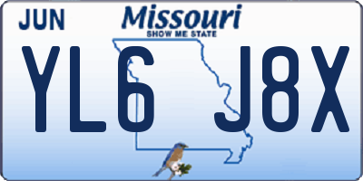MO license plate YL6J8X